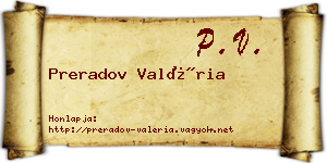 Preradov Valéria névjegykártya